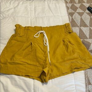 SHEIN Yellow High Waist Shorts with Elastic Waistband